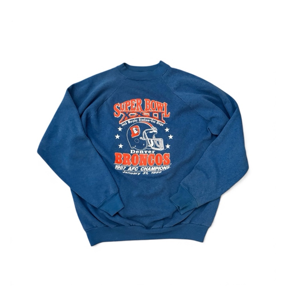 Denver Broncos Football‎ Vintage 1988 Super Bowl Blue Pullover Sweatshirt Medium